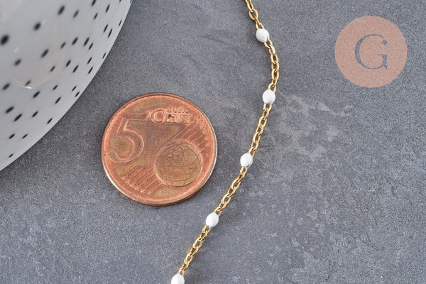 EP-Chaîne acier doré inoxydable 14k résine blanche 2mm, x1 mètre G6876