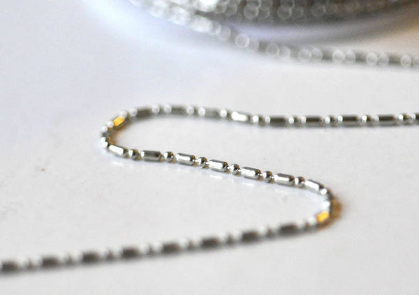EP Chaine boule bambou platine, fourniture créative, chaine bijou, création bijoux,chaine boule,sans nickel, grossiste chaine,1.5mm, 1 metre