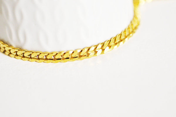 EP Chaine complète acier dorée 14k gourmette 5mm/91cm, x1 (G2446)