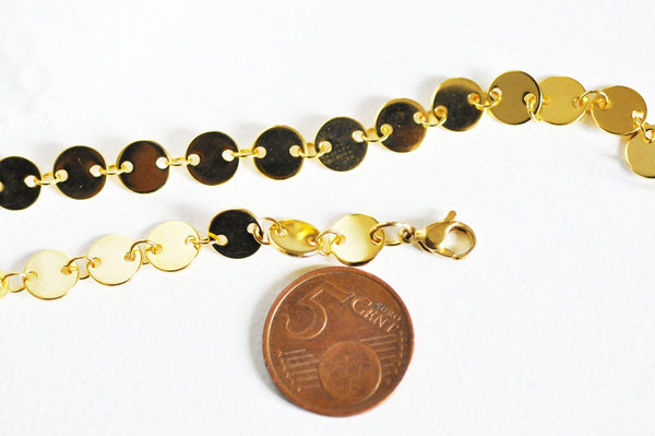 EP Chaine complète acier dorée 14k pastille,chaine fantaisie collier,sans nickel,chaine fantaisie,acier doré,chaine complète,2mm,45cm-G141