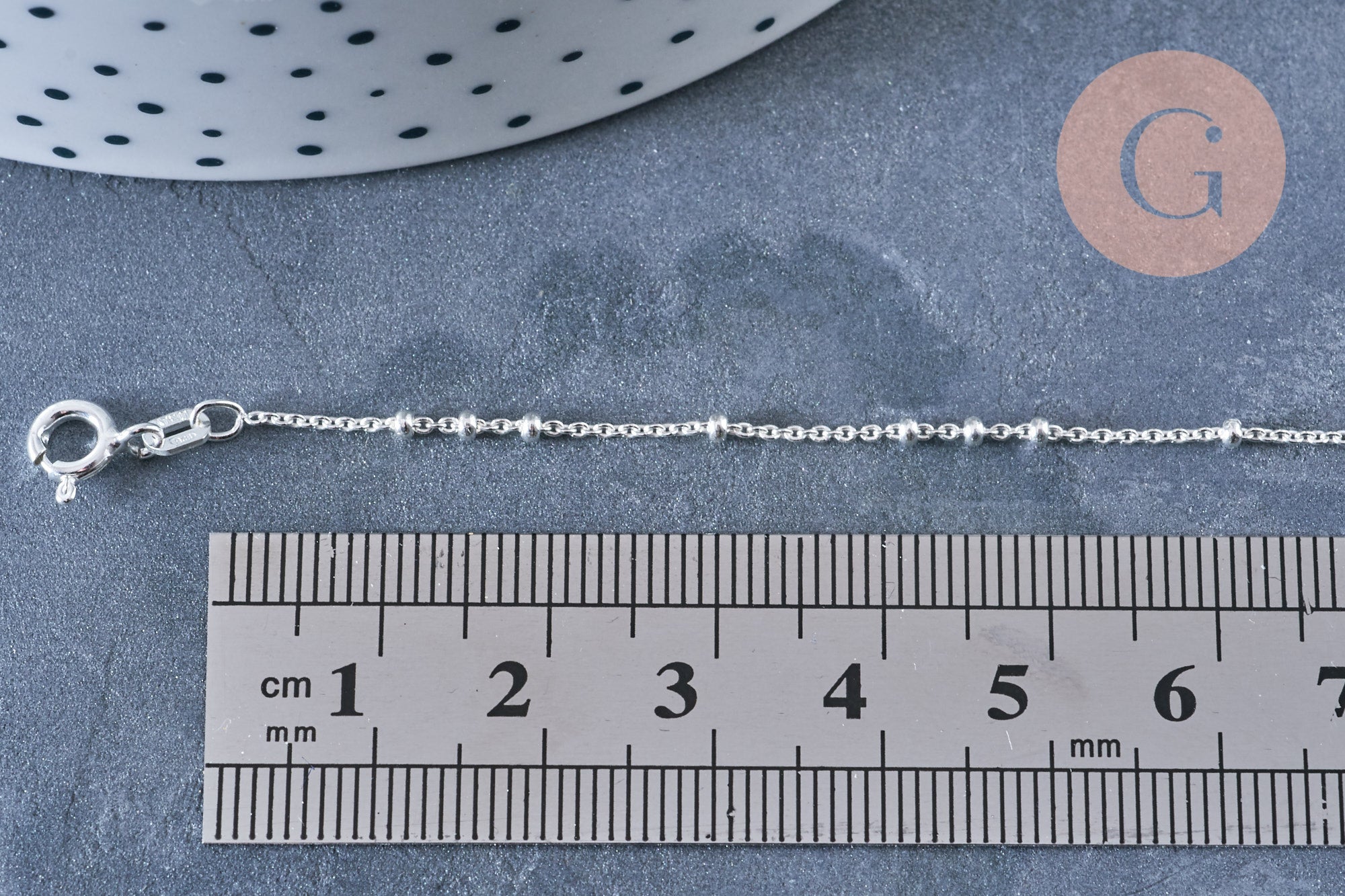 EP Chaine de cheville maille satellite fine argent 925 massif 22.8cm, chaine en argent pour création bijoux, x1 G8064