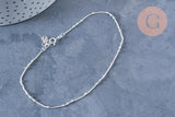 EP Chaine de cheville maille satellite fine argent 925 massif 22.8cm, chaine en argent pour création bijoux, x1 G8064