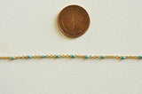 EP Chaine dorée 14 carats fantaisie acier inoxydable résine bleu 1.5mm, x1 metre (G1417)