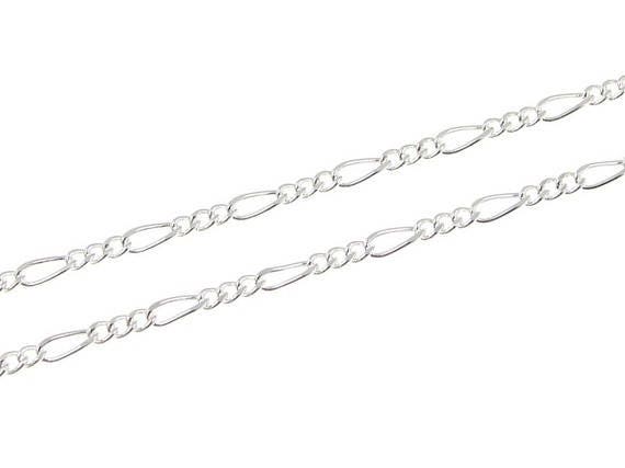 EP Chaine fine argentée figaro, chaine bijou, création bijoux,chaine argentée,3x6 mm,création bijoux,chaine figaro,5 mètres-G1930