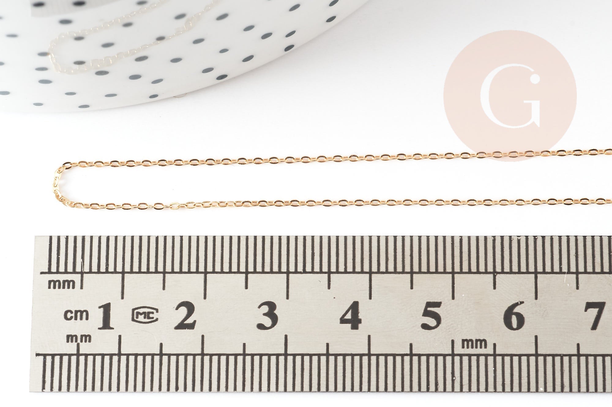 EP Chaine fine dorée gold-filled 14K 1.02mm/45cm, chaine collier avec fermoir création bijoux, x1 (G9238)