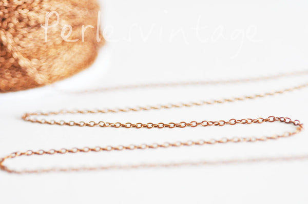EP Chaine fine laiton maille forçat 1 mètre -couleur cuivre