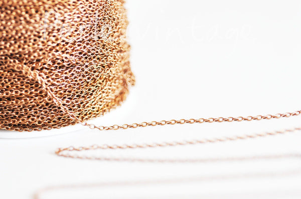 EP Chaine fine laiton maille forçat 1 mètre -couleur cuivre