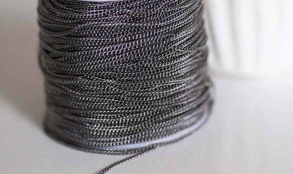 EP Chaine fine metalgun plate, fourniture créative, chaine bijou, création bijoux, grossiste chaine,1.5 mm, bobine 92 mètres-G691