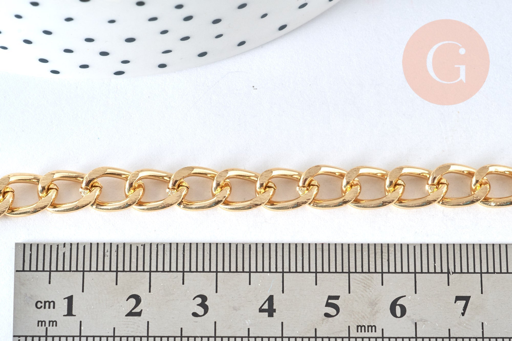 EP Chaine grosse maille gourmette acier dorée 16k 5.5mm, x1 metre (G6853)