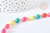 EP-Chaine tube polymère multicolore heishi laiton doré 13mm,Chaine pour création bijoux coloré, x1 mètre (G7184)