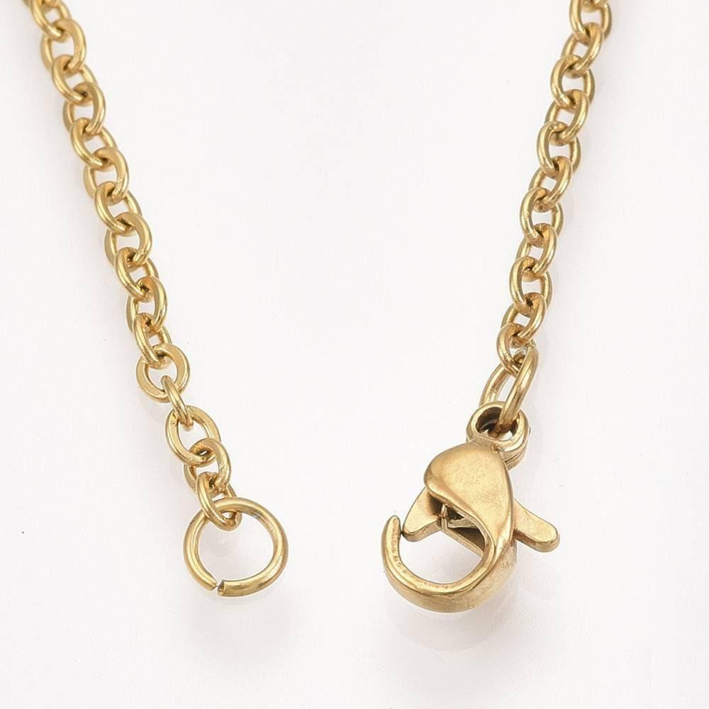 EP Collier acier doré 14k diamant,chaine fantaisie,chaine collier,sans nickel,collier cadeau st Valentin,acier doré,45cm G4936