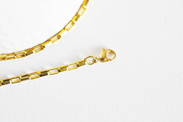 EP Collier acier doré 18k maille rectangle,chaine qualite,création bijoux,chaine complète,acier inoxydable,4x2mm,chaine complète-G1757