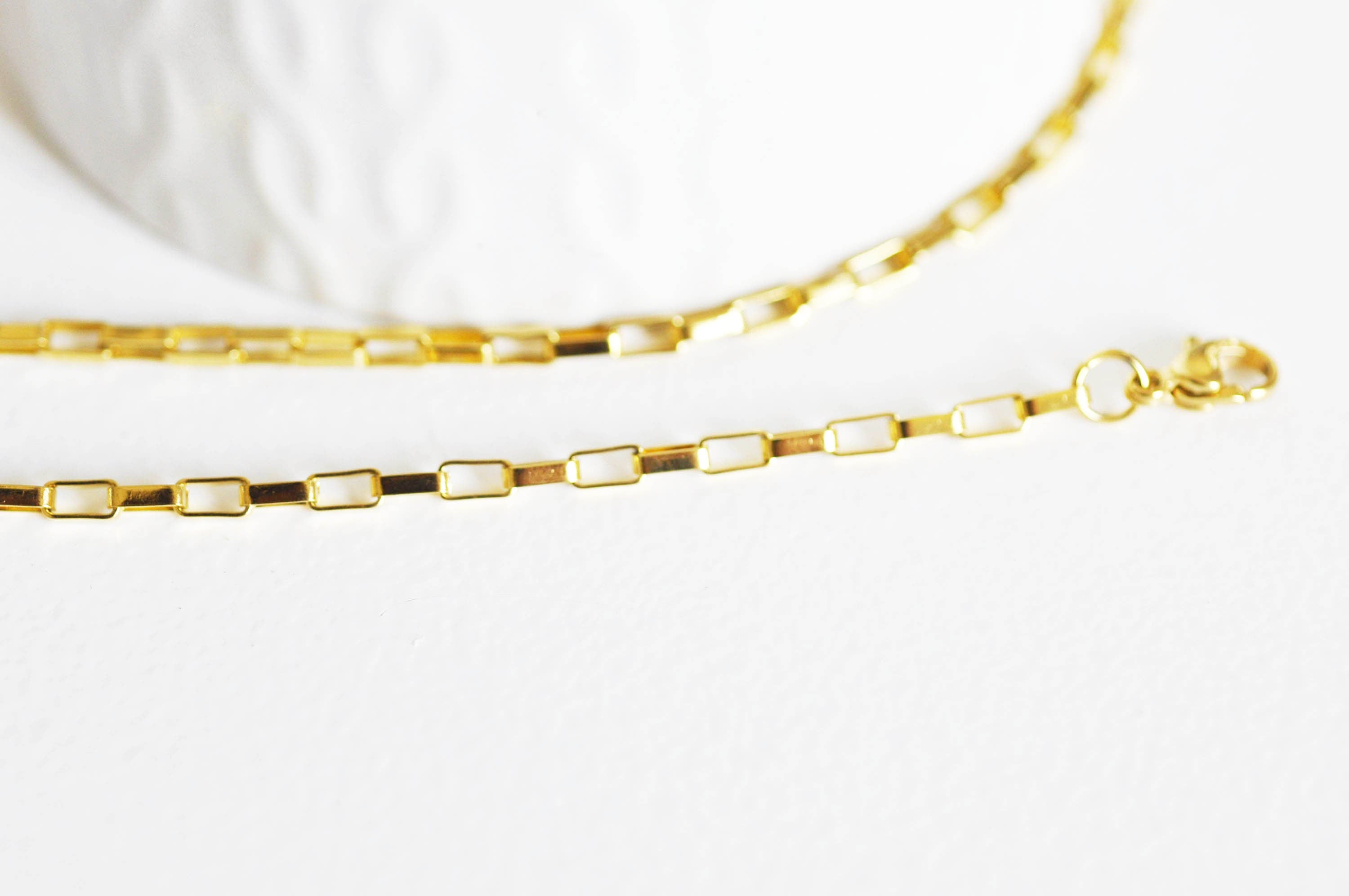 EP Collier acier doré 18k maille rectangle,chaine qualite,création bijoux,chaine complète,acier inoxydable,4x2mm,chaine complète-G1757
