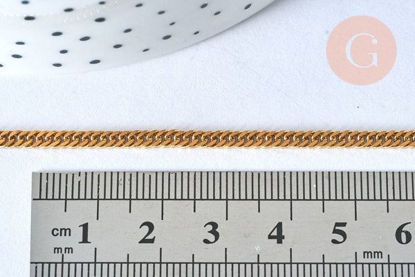 EP Collier avec fermoir acier dorée 14k maille plate 2.8mm/50cm, x1 G1176