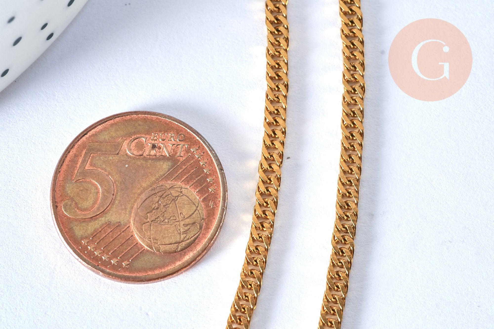 EP Collier avec fermoir acier dorée 14k maille plate 2.8mm/50cm, x1 G1176