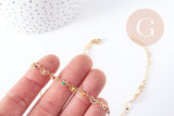 EP Collier croissant de lune émail cœur multicolore acier 304 inoxydable doré 45cm, idée cadeau femme x1 G8801