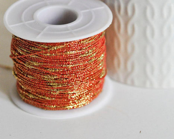 EP Cordon rouge or, fabrication bijoux, création bijoux,ruban mariage,fourniture créative, scrapbooking, largeur 1.5mm, longueur 1 mètre-G1489