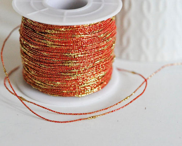 EP Cordon rouge or, fabrication bijoux, création bijoux,ruban mariage,fourniture créative, scrapbooking, largeur 1.5mm, longueur 1 mètre-G1489