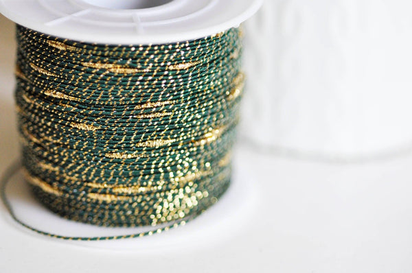 EP Cordon vert foncé or, fabrication bijoux,création bijoux,ruban mariage,fourniture créative, scrapbooking, 1.5mm, longueur 1 mètre-G1169