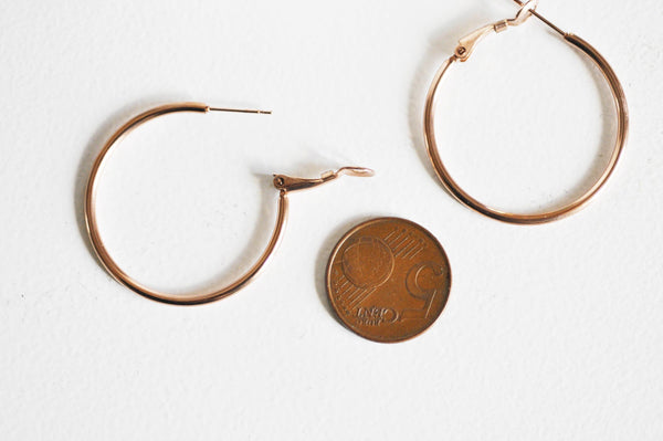 EP Créoles acier 304 inoxydable doré or rose 34mm, x2 (G1599)