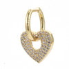 EP-Créoles laiton doré 16k coeur zircon cristal, bijoux doré, oreille percée,paire boucles cristal, 20mm,G3093
