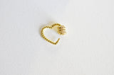 EP-Créoles laiton doré 16k coeur zircon cristal, bijoux doré, oreille percée,paire boucles cristal, 20mm,G3093
