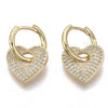 EP-Créoles laiton doré 16k coeur zircon cristal, bijoux doré, oreille percée,paire boucles cristal, 20mm,G3093