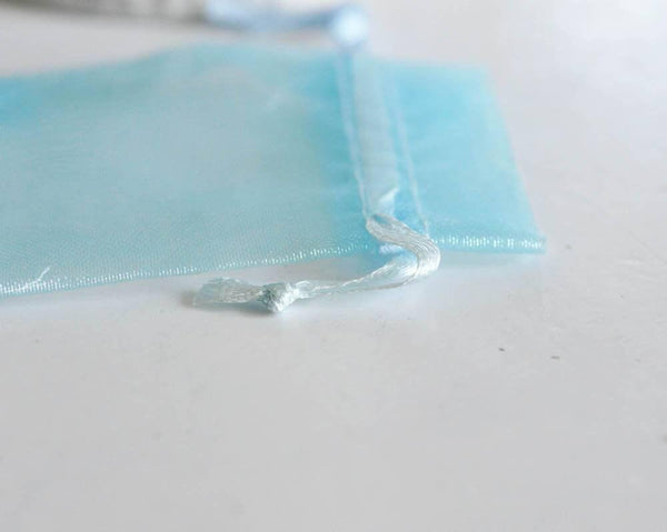 EP ÉPUISÉ Pochette bijou organza bleu turquoise,rangement bijoux, pochette cadeau organdi pochon bijou,pochette tissu,7cm, les 5,G1779