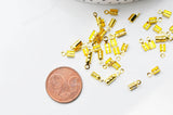 EP Embouts corde métal doré pincer,fournitures créatives,fournitures dorées,création bijoux,finition ruban,finition chaine,x 50, 8mm G4768