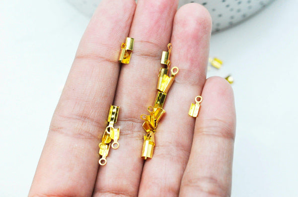 EP Embouts corde métal doré pincer,fournitures créatives,fournitures dorées,création bijoux,finition ruban,finition chaine,x 50, 8mm G4768