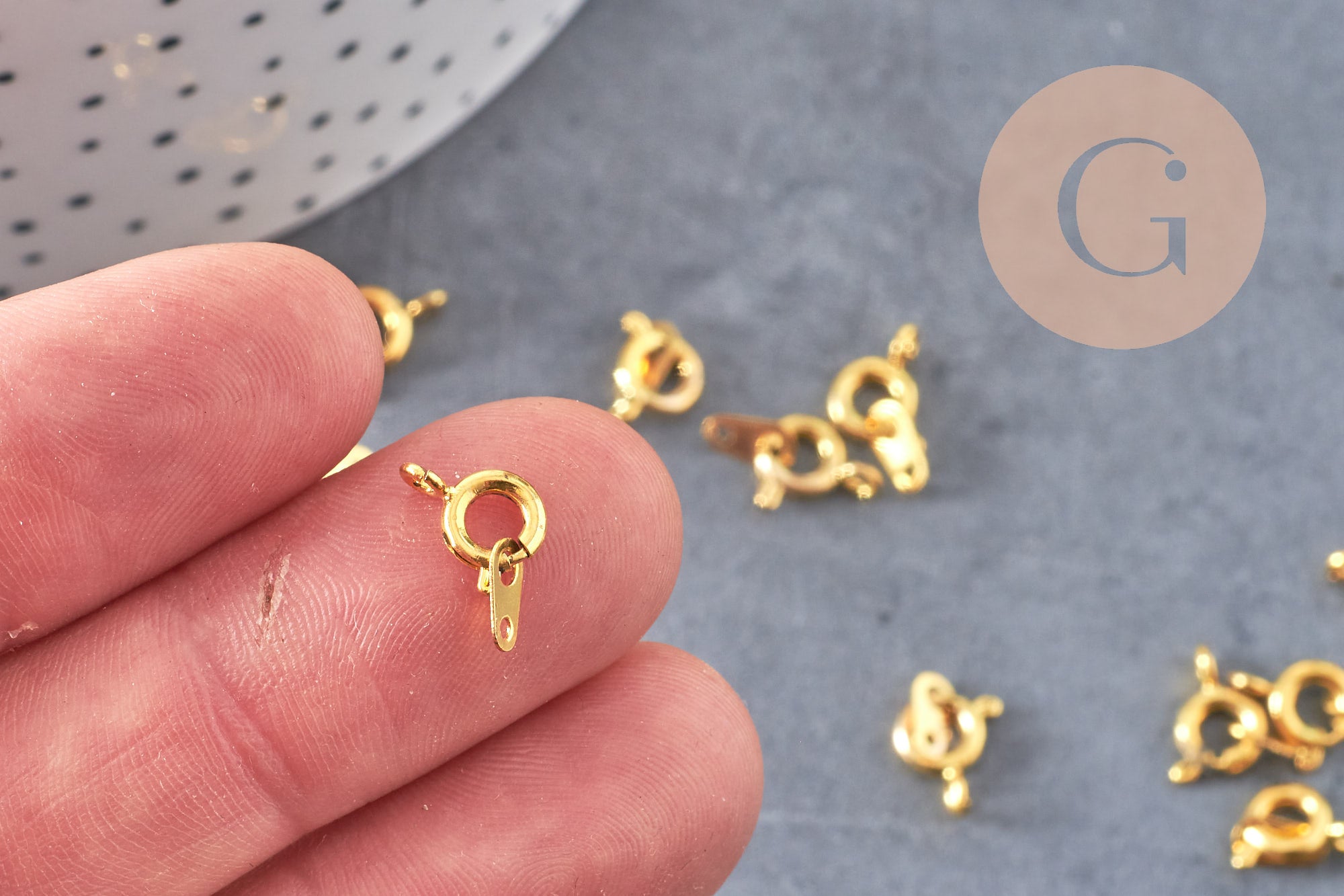 Fermoirs Marins laiton doré 8mm, x10 (G10574)
