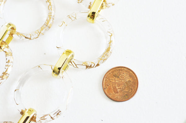 EP -Grosse Chaine ronde écaille acrylique et aluminium doré acétate 35mm, x1 mètre, G5065