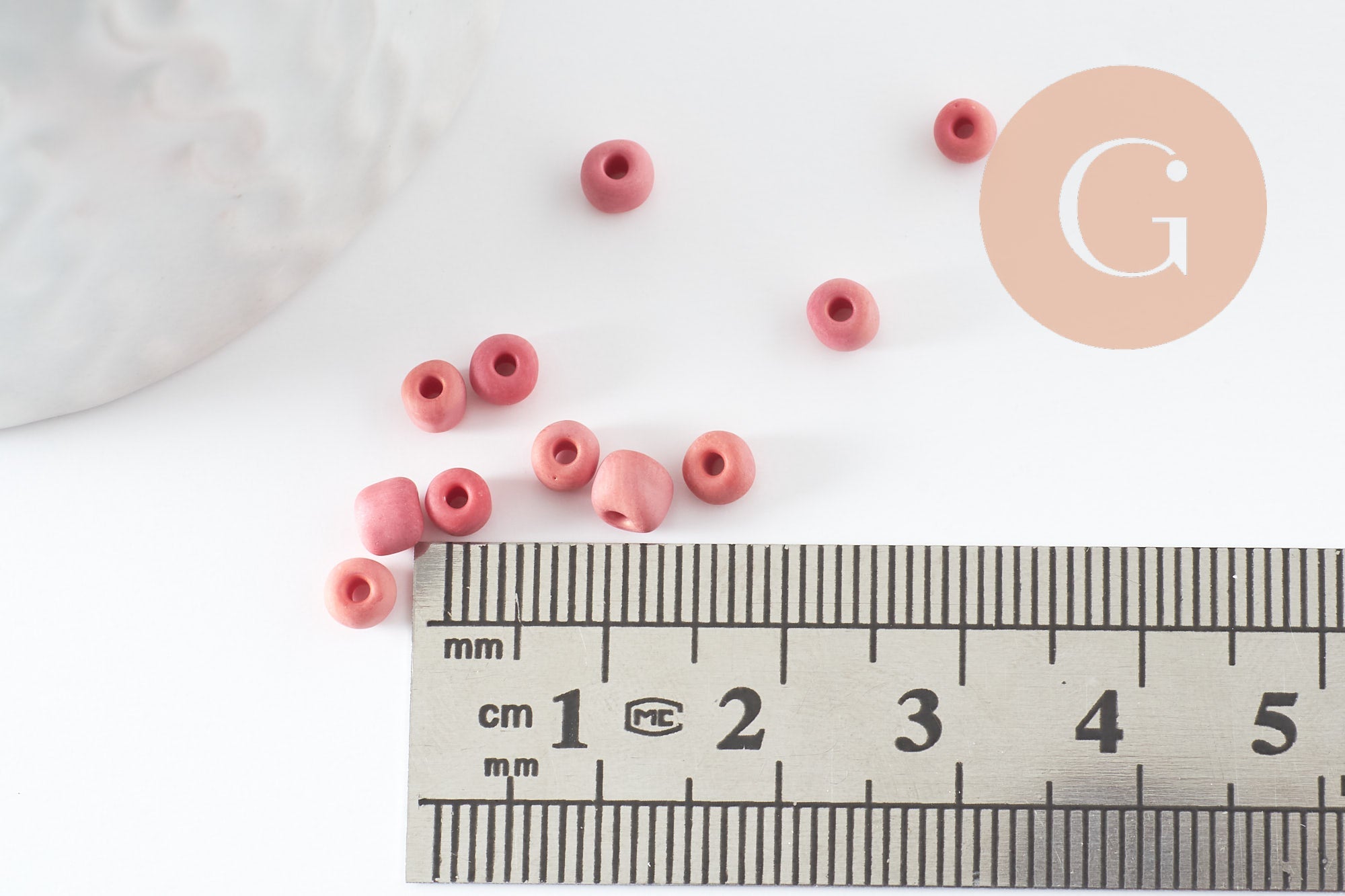 EP-Grosses perles rocaille verre rose mat 4mm, x10g (G3735)
