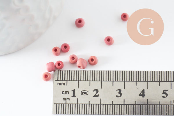 EP-Grosses perles rocaille verre rose mat 4mm, x10g (G3735)
