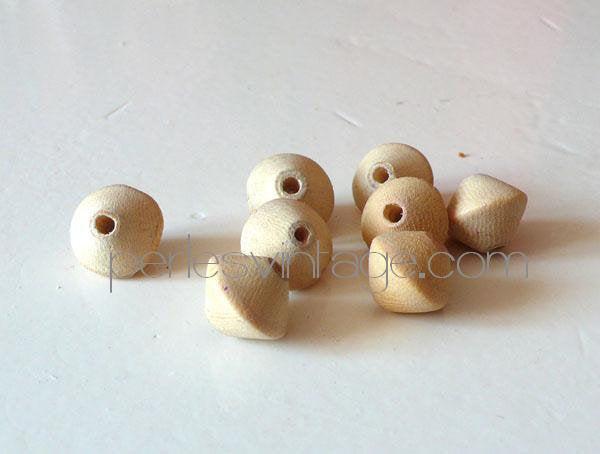 EP Lot Perles toupies Bois brut