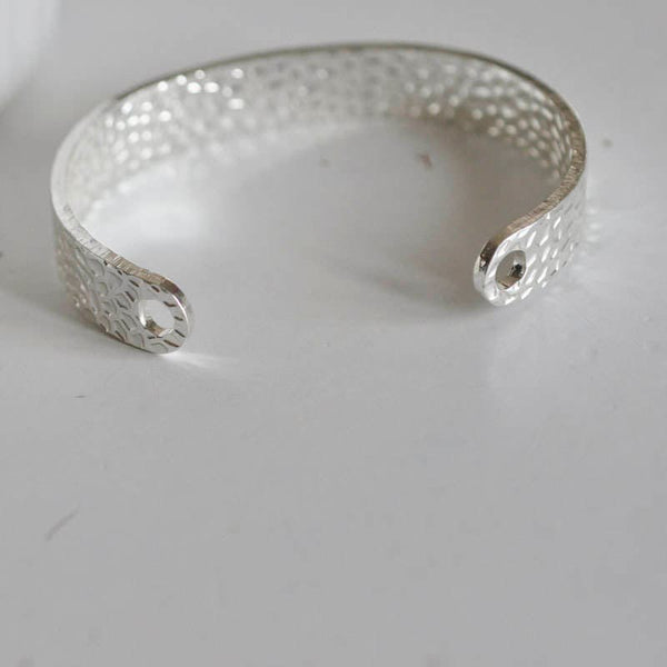 EP Manchette en laiton argenté texturé 55mm x1 (G0479)