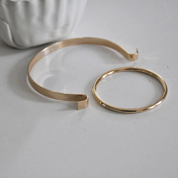 EP Manchette jonc minimaliste or rose, fournitures créatives, bracelet or rose, création bijoux, bijou géométrique, 50mm