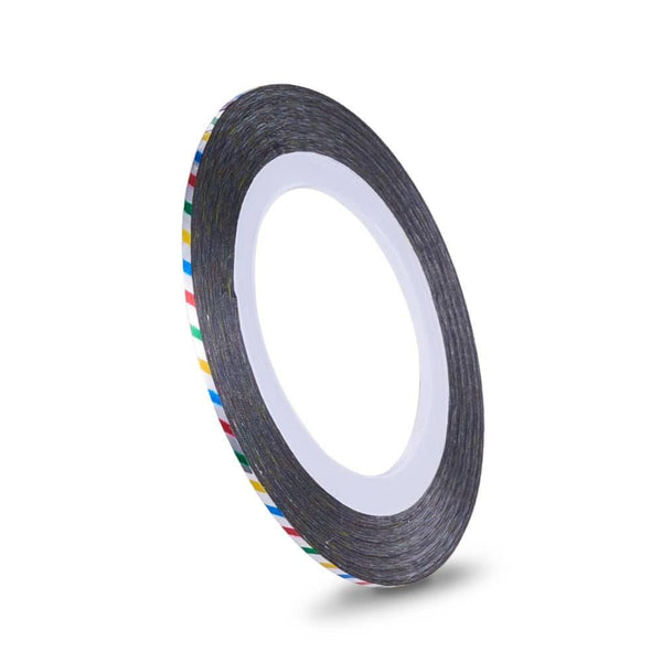 EP Masking tape ongles rayé multicolore,outil manucure,masking tape,adhésif papier, scrapbooking,nail art, décoration,1mm x 20mètres,G2533