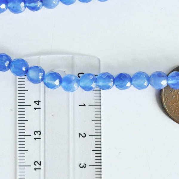 EP NE PAS RENOUVELER Perle agate bleue, perle agate naturelle pierre,perle facette,6mm,fil de 36cm G889