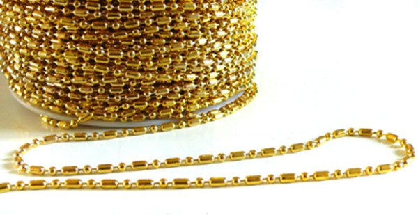 EP OxYDE Chaine boule bambou dorée,chaine bijou, création bijoux,chaine boule,sans nickel, grossiste chaine,2.5mm, 5 mètres,G2507