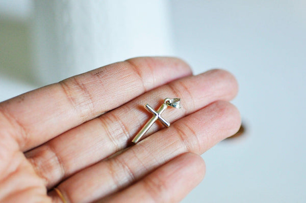 EP Pendentif Croix argent massif,pendentif religieux,c,création collierroix communion,argent 925, création bijoux,25mm-G1328