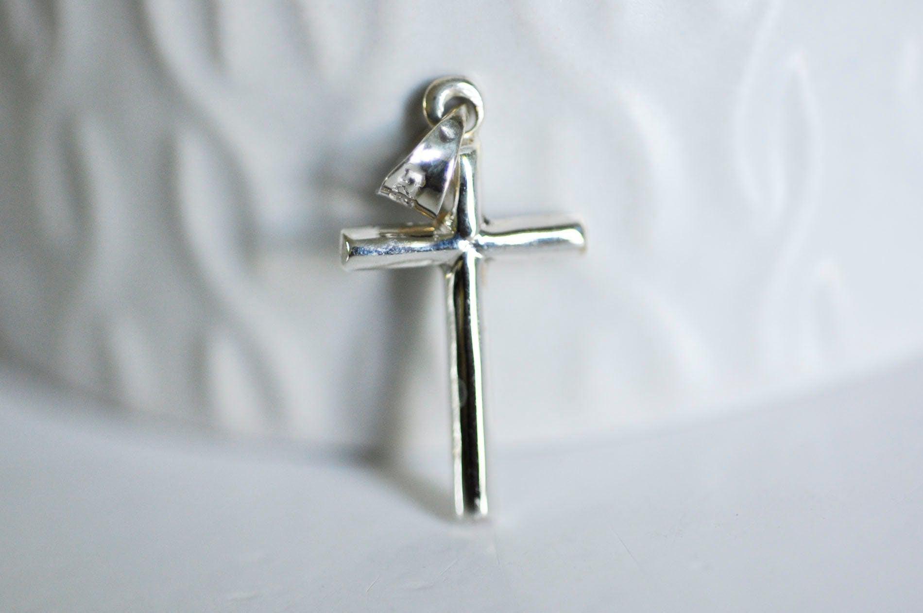 EP Pendentif Croix argent massif,pendentif religieux,c,création collierroix communion,argent 925, création bijoux,25mm-G1328