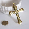 EP Pendentif Grande Croix métal doré , fournitures créatives, pendentif doré, croix dorée, fabrication bijoux,7.5cm,G2368