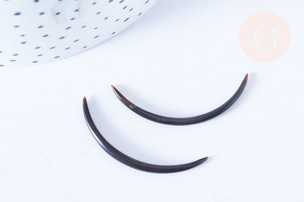 EP Pendentif Lune corne noire naturelle 47x2.5mm, pendentif lune en corne naturelle noire, piercing écarteur corne naturelle x1- G6483