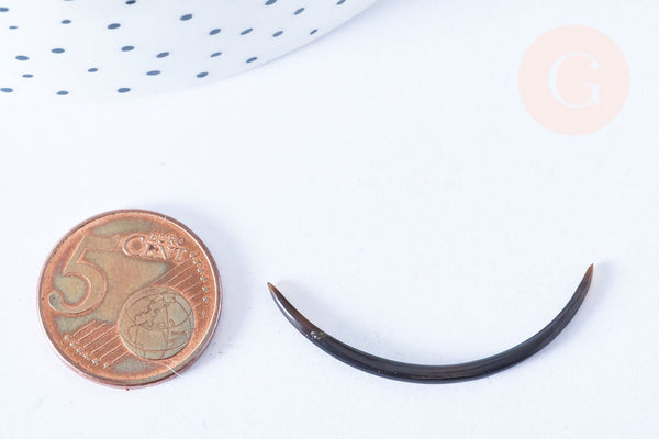 EP Pendentif Lune corne noire naturelle 47x2.5mm, pendentif lune en corne naturelle noire, piercing écarteur corne naturelle x1- G6483