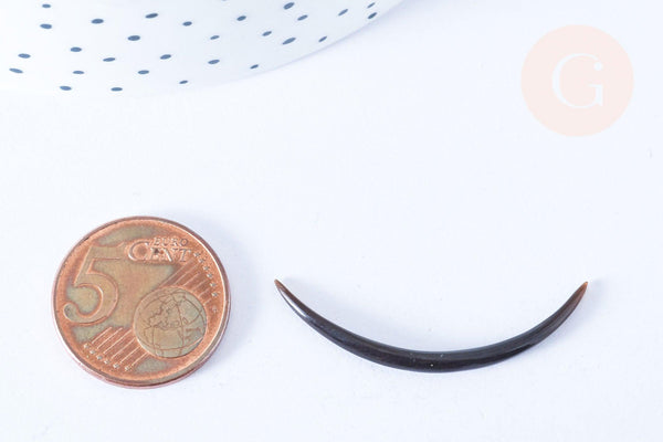 EP Pendentif Lune corne noire naturelle 47x3mm, pendentif lune en corne naturelle noire, piercing écarteur corne naturelle x1 - G6482