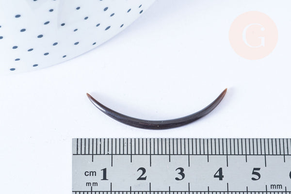 EP Pendentif Lune corne noire naturelle 47x3mm, pendentif lune en corne naturelle noire, piercing écarteur corne naturelle x1 - G6482