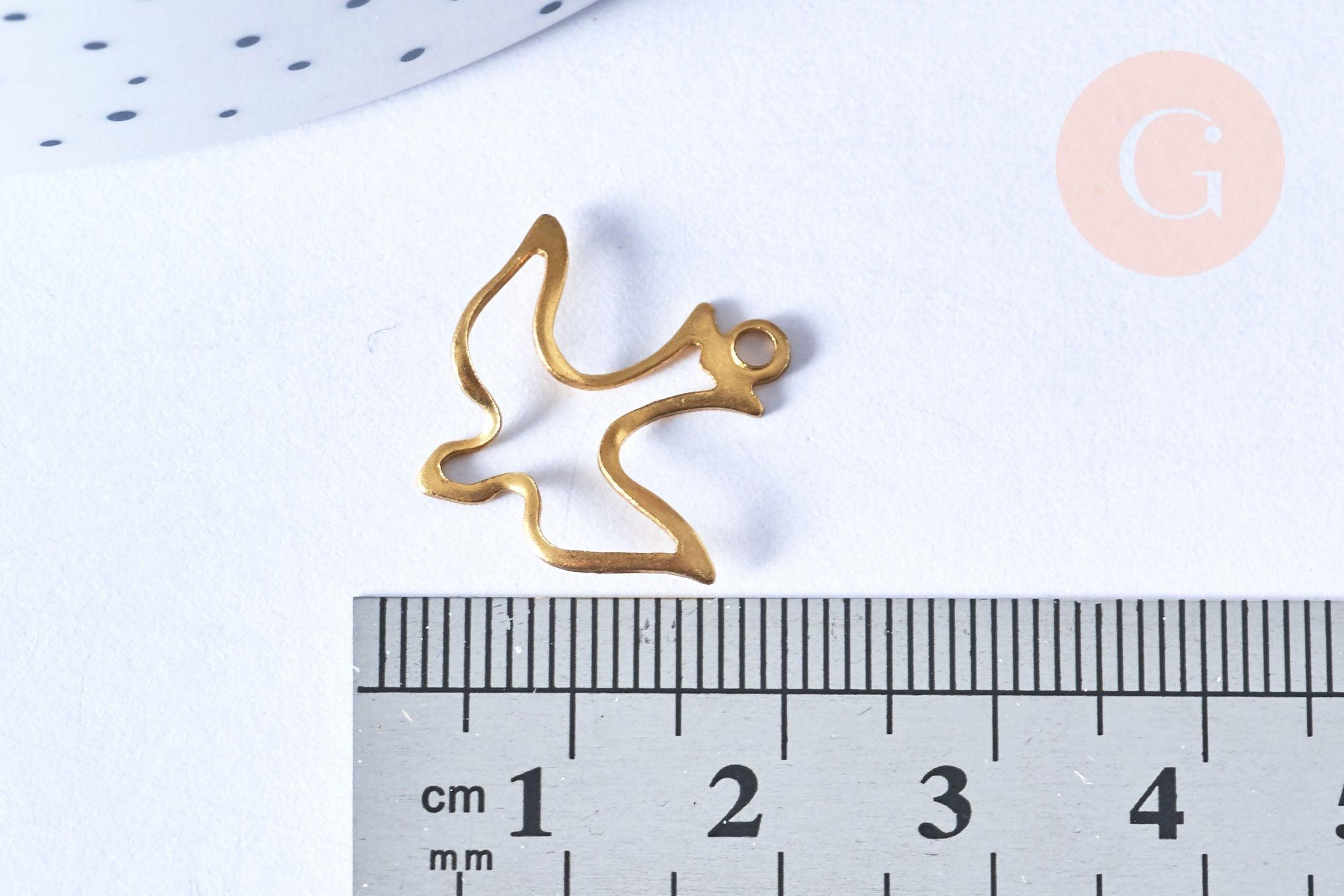 EP Pendentif Oiseau Colombe laiton brut 22mm, x2 (G6519)