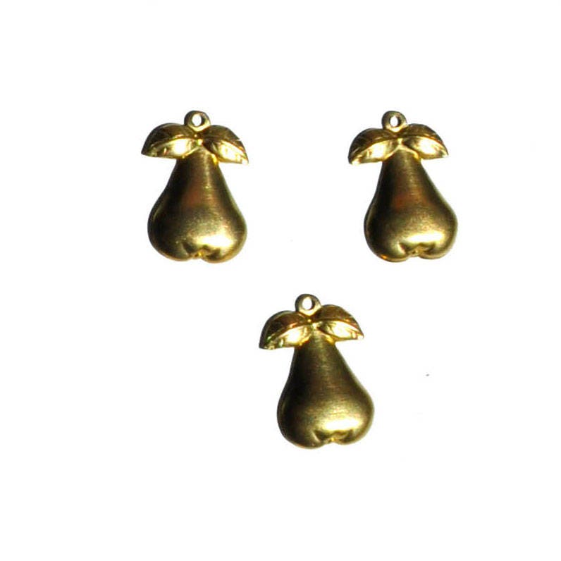 EP Pendentif Poire en laiton brut doré