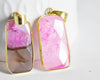 EP Pendentif agate rose doré 38mm, x1 (G1308)